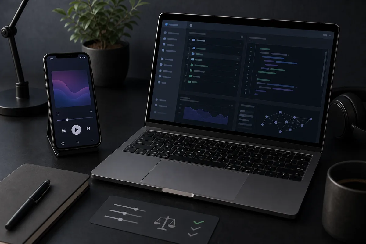 Editorial comparison scene for choosing an Android music app alternative